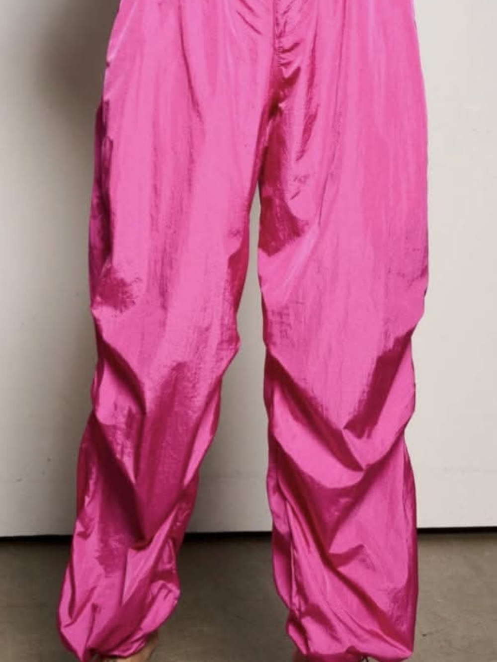 Peach Love California Women's Shiny Pink Jogger Pants